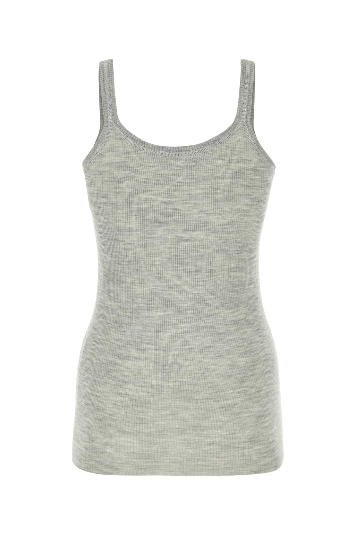 Bottega Veneta Women Melange Grey Wool Tank Top - 2