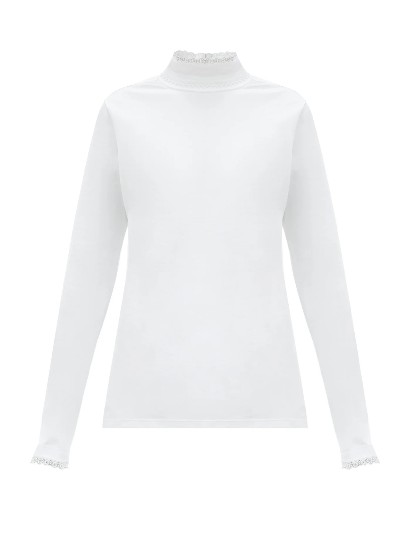 C-lace long-sleeved cotton T-shirt - 1