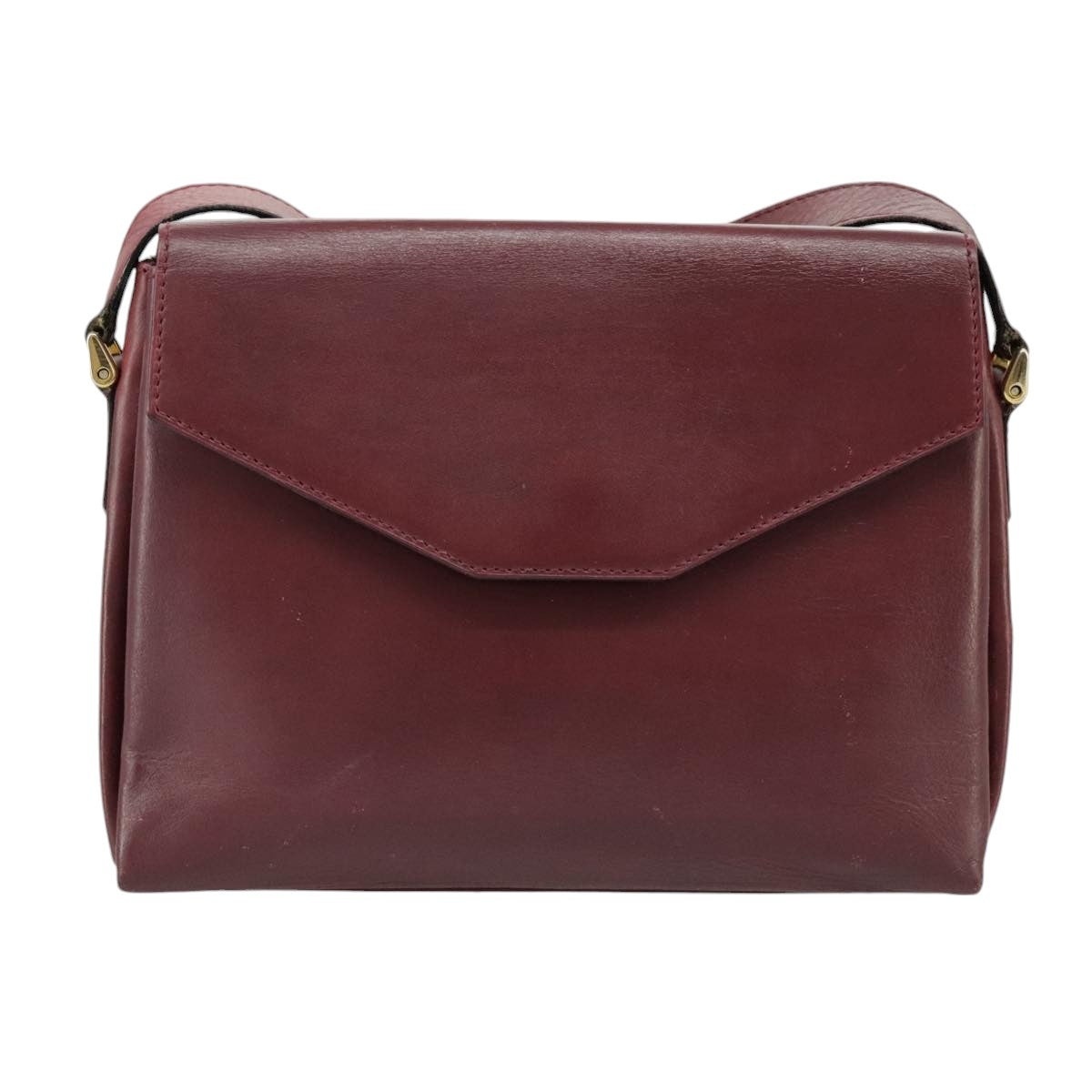 CELINE Shoulder Bag Leather Wine Red Gold - 3