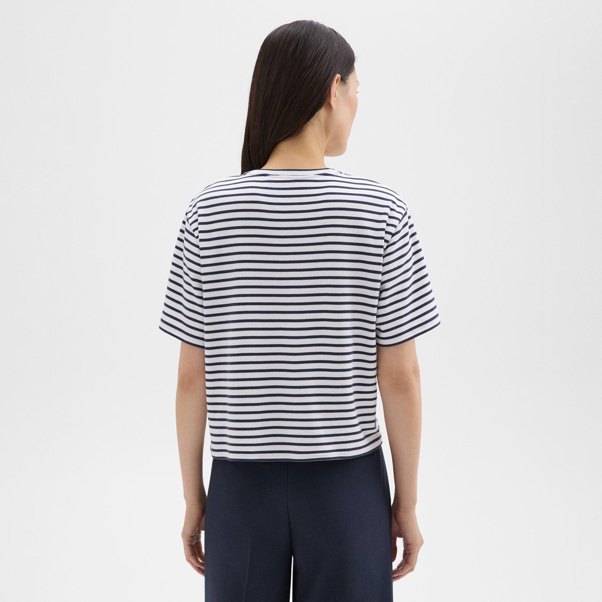 Boxy Tee in Striped Cotton Jersey - 4