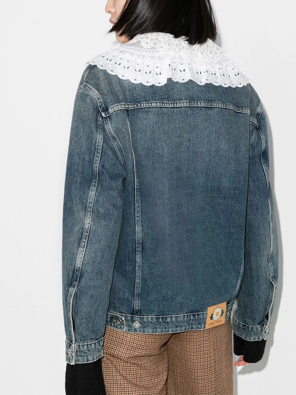 lace-trim denim jacket - 3