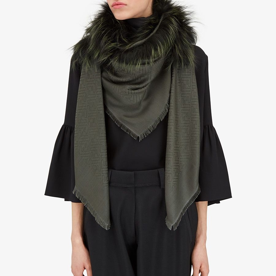 Shawl in silk, wool and fur - 3