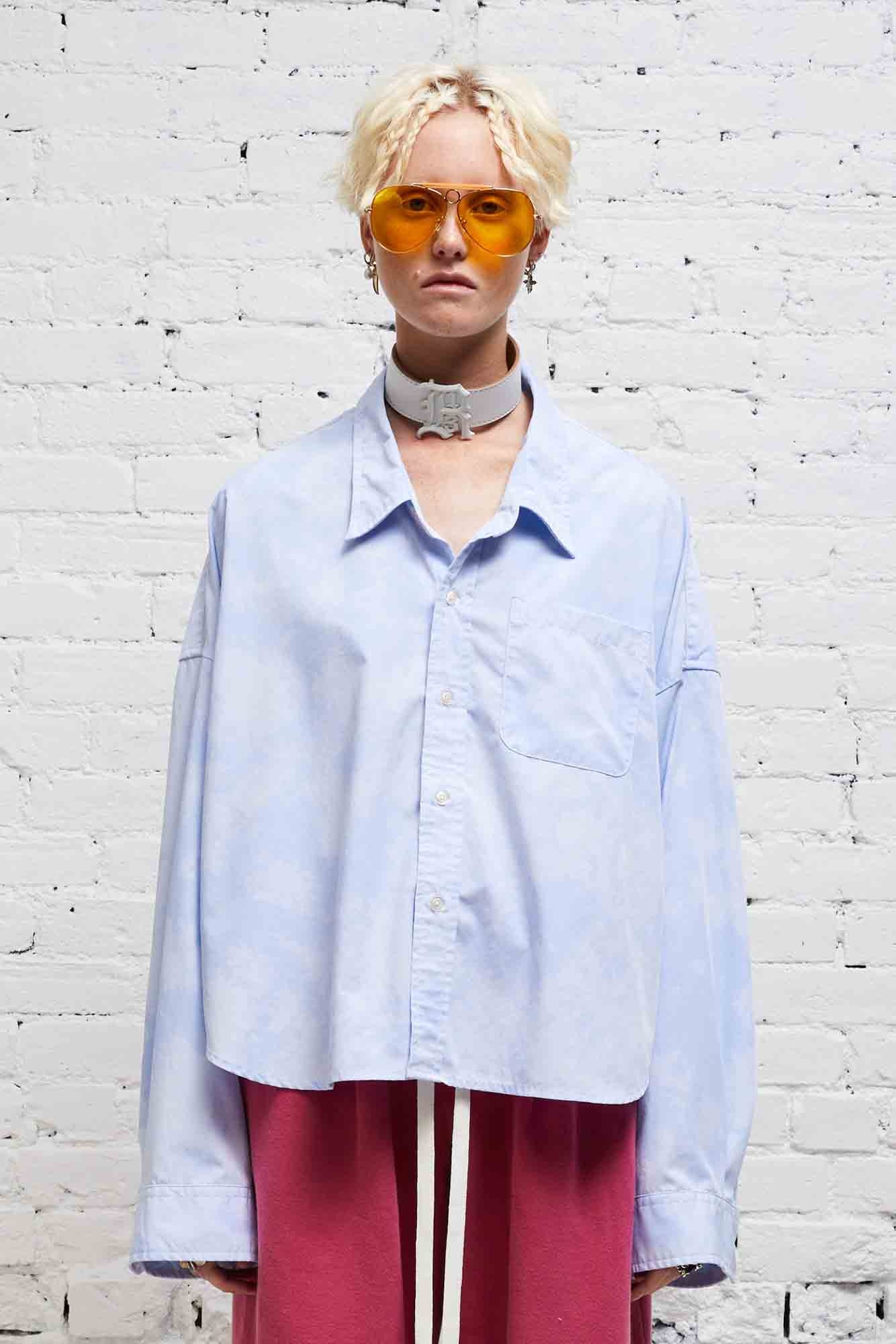 DROP NECK CROPPED SHIRT - CLOUDY BLUE - 2