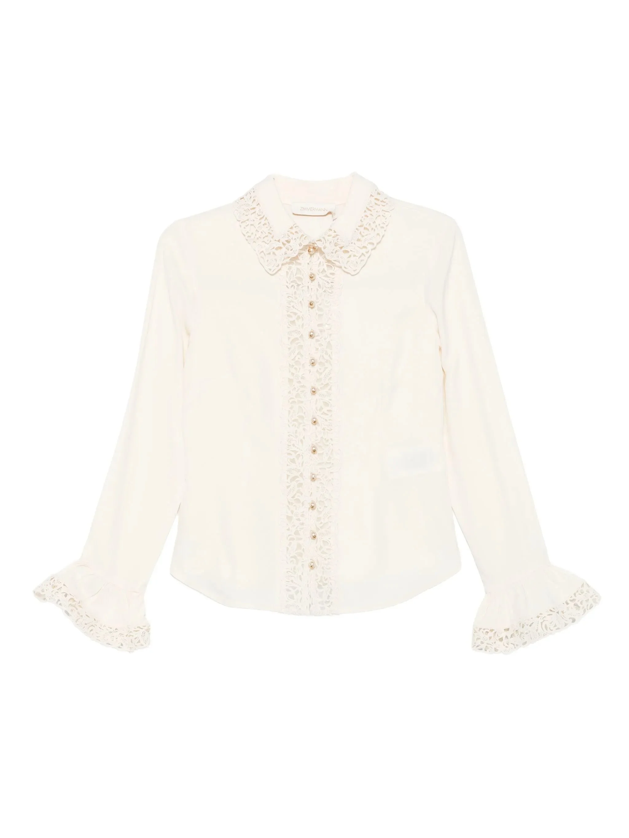 Lace Trim Shirt Cream - 1