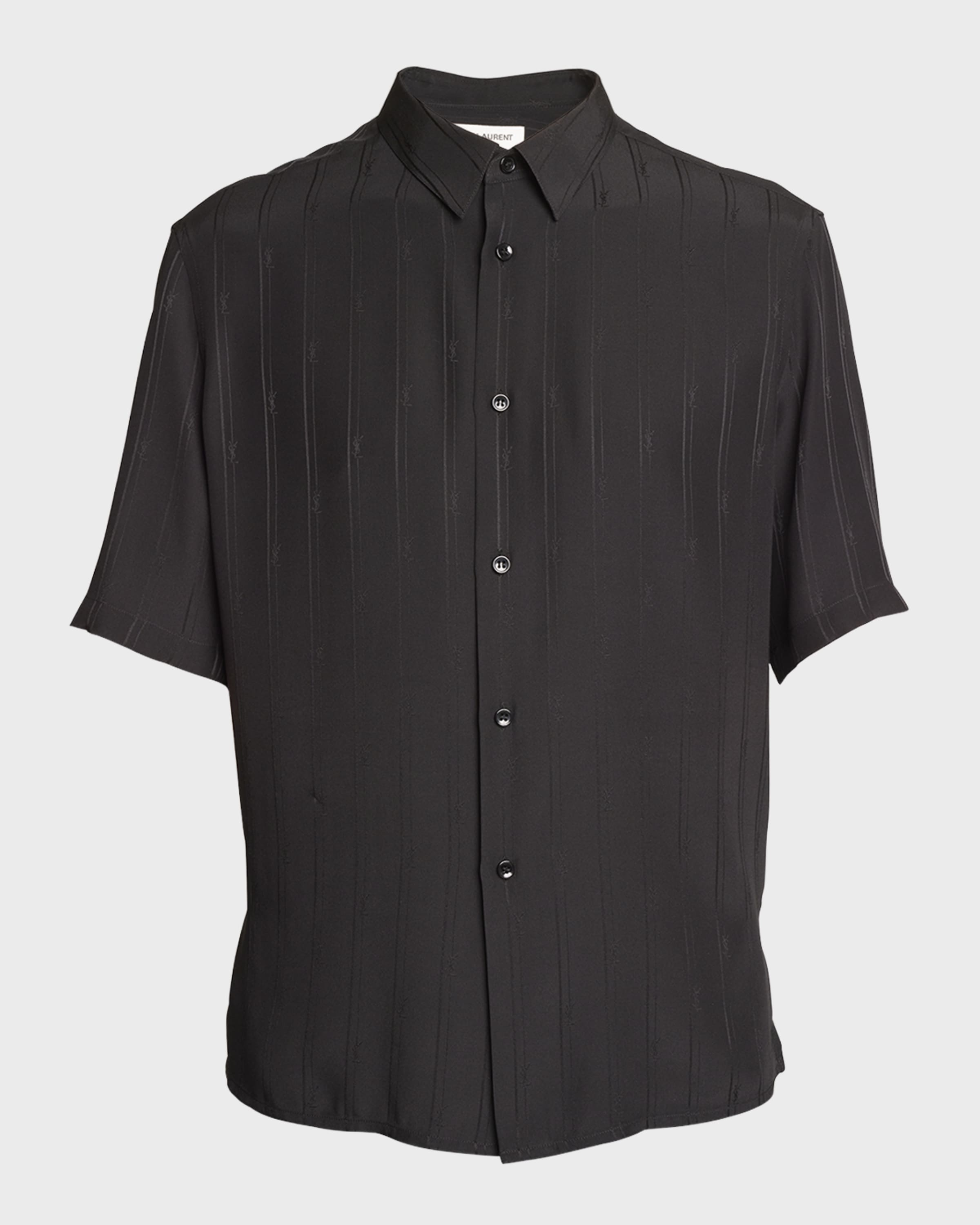 Men's YSL Tonal Striped Dress Shirt - 1
