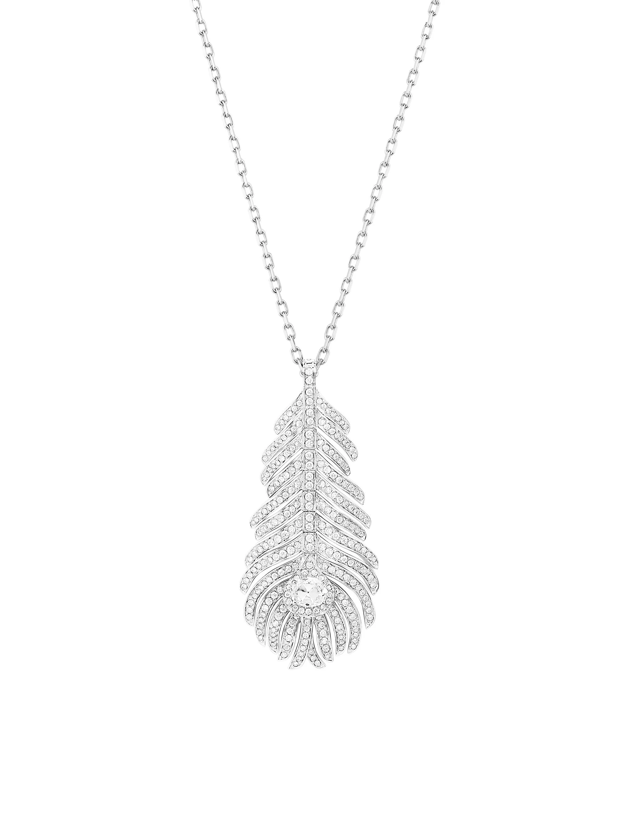 Women's Plume De Paon 18K White Gold & 1.34 TCW Diamond Peacock Feather Pendant Necklace - White Gol - 1