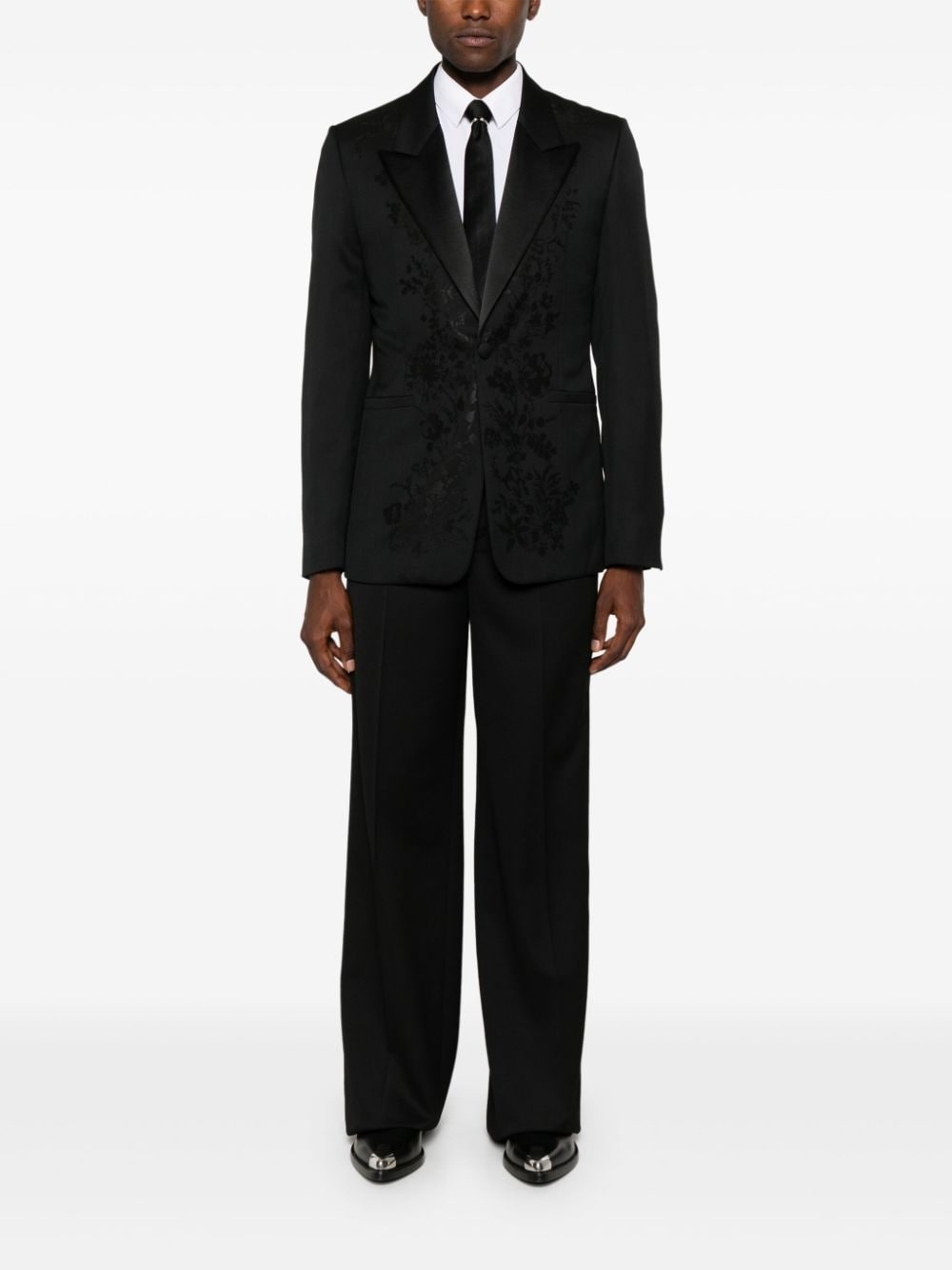 floral-jacquard single-breasted blazer - 2