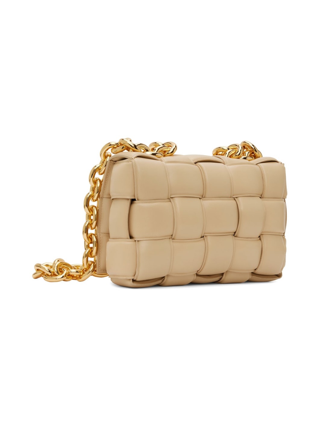 Beige Padded Chain Cassette Bag - 3