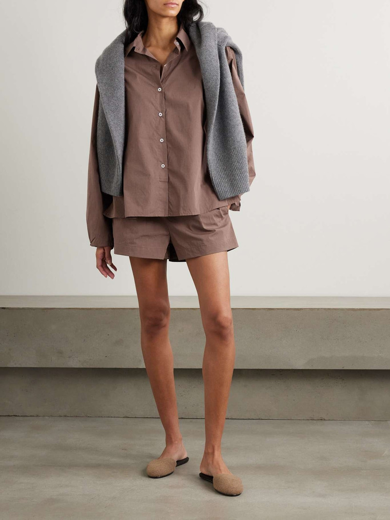 DEIJI STUDIOS Day organic cotton shirt and shorts set Brown outlook
