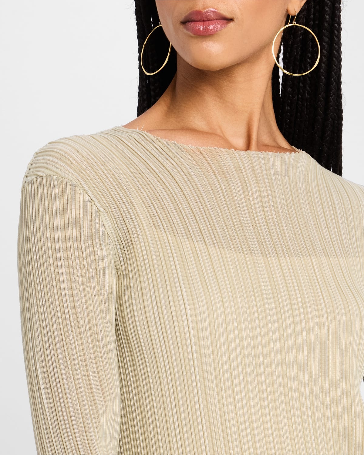 Long-Sleeve Ribbed Midi Dress - 5