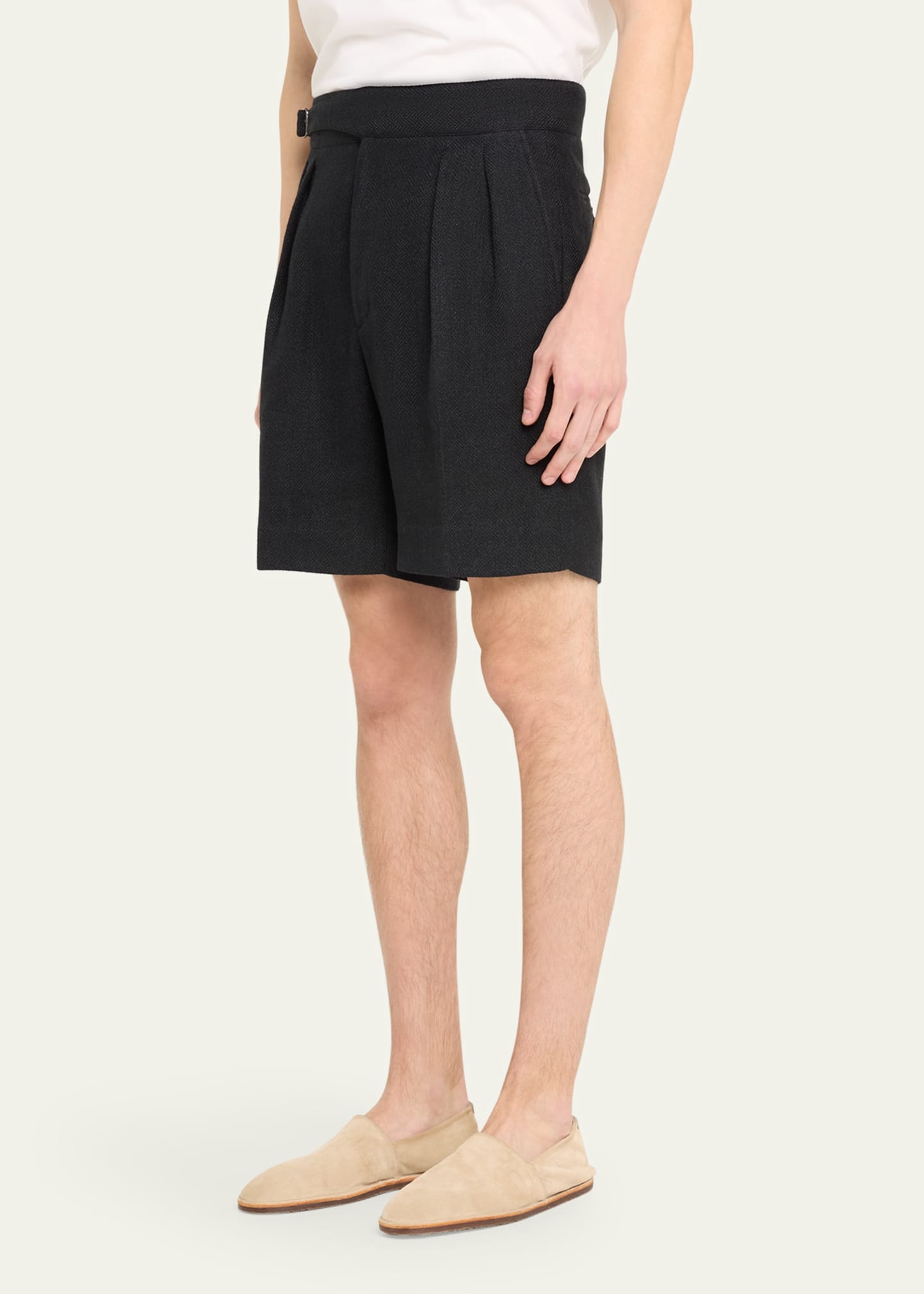 Men's Byron Pleated Herringbone Shorts - 5