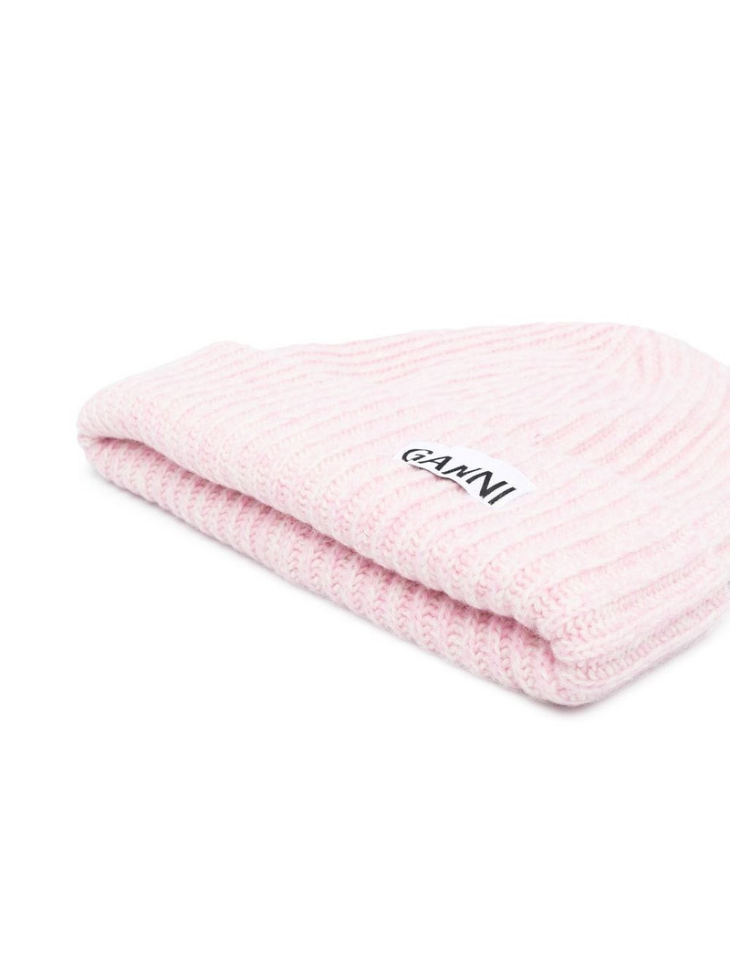 GANNI Wool ribbed beanie outlook