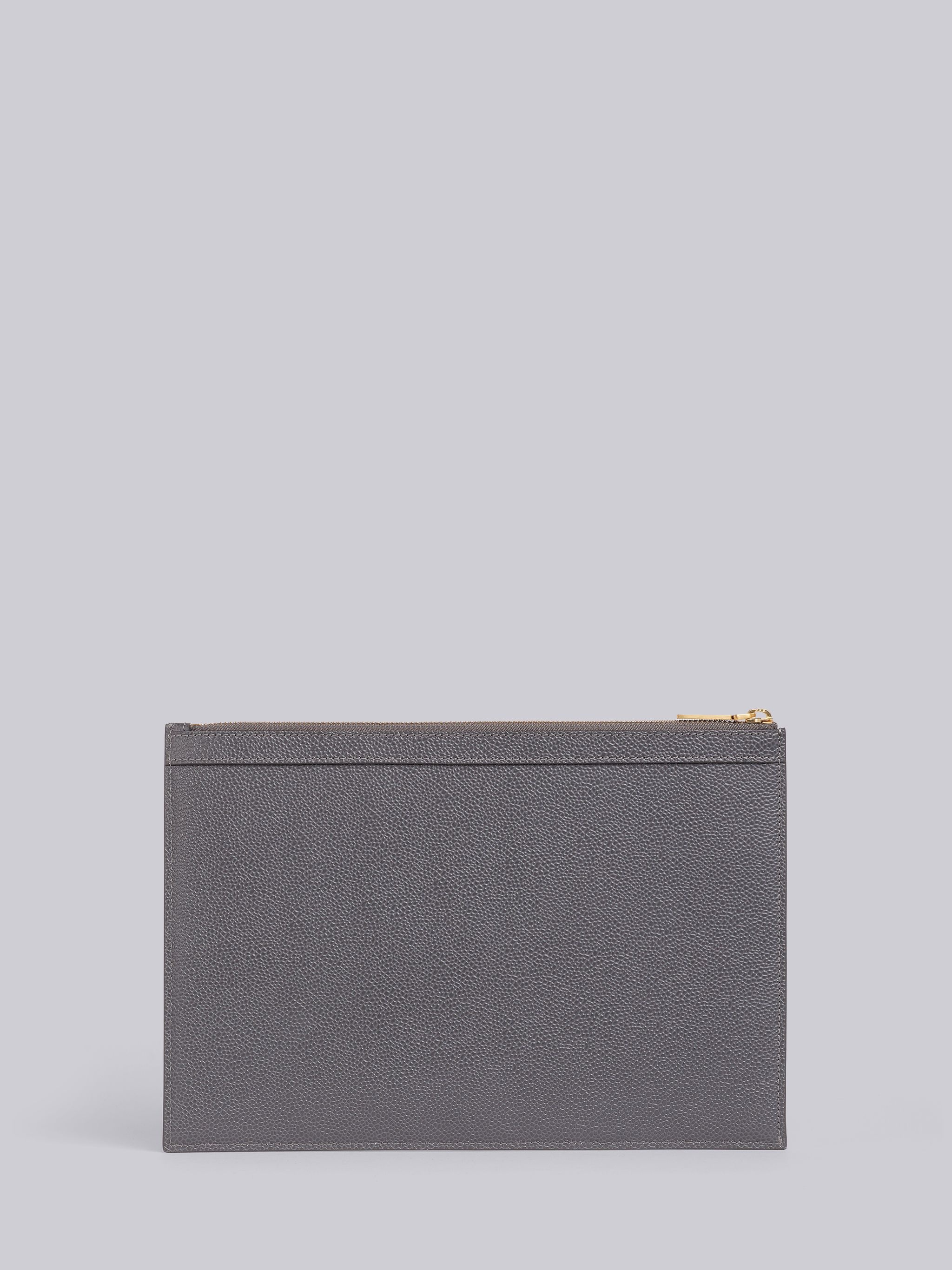 Medium Grey Pebbled Calfskin Zebra Icon Small Gusset Folio - 3