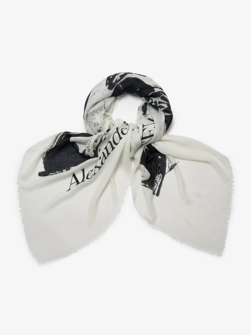Men's Fold Skull Shawl in White/black - 2