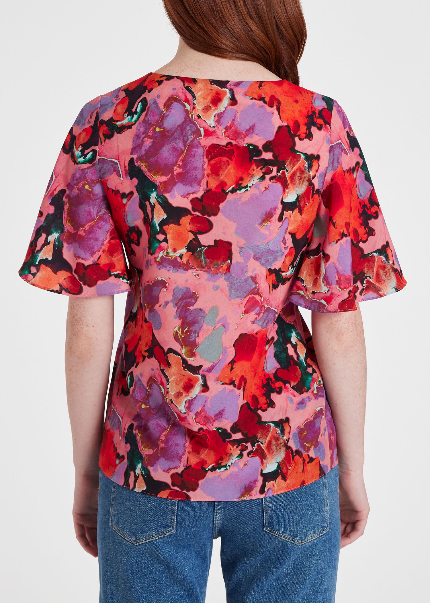 'Marble' V Neck Top - 4