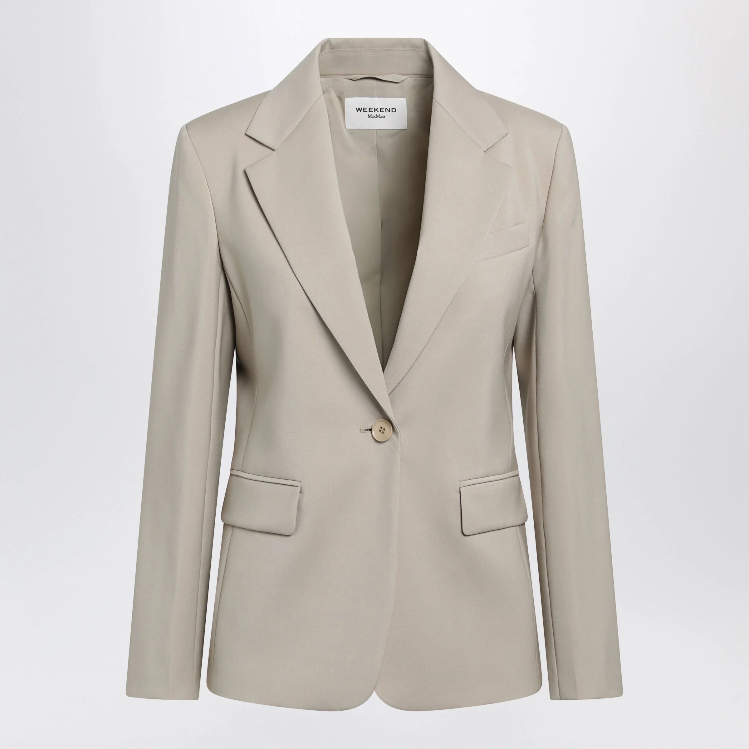 Beige single-breasted jacket in wool - 1