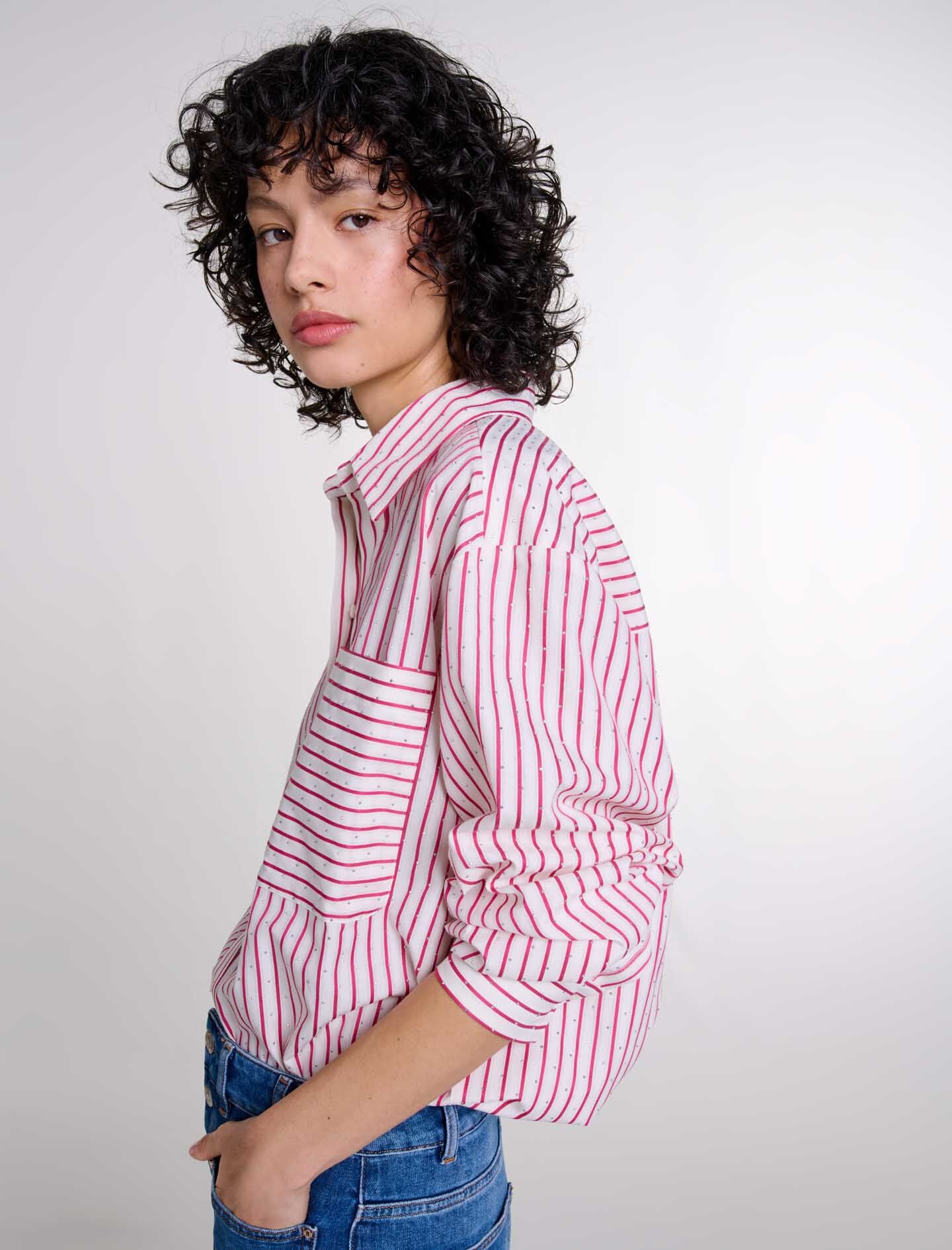 Striped rhinestone shirt - 6