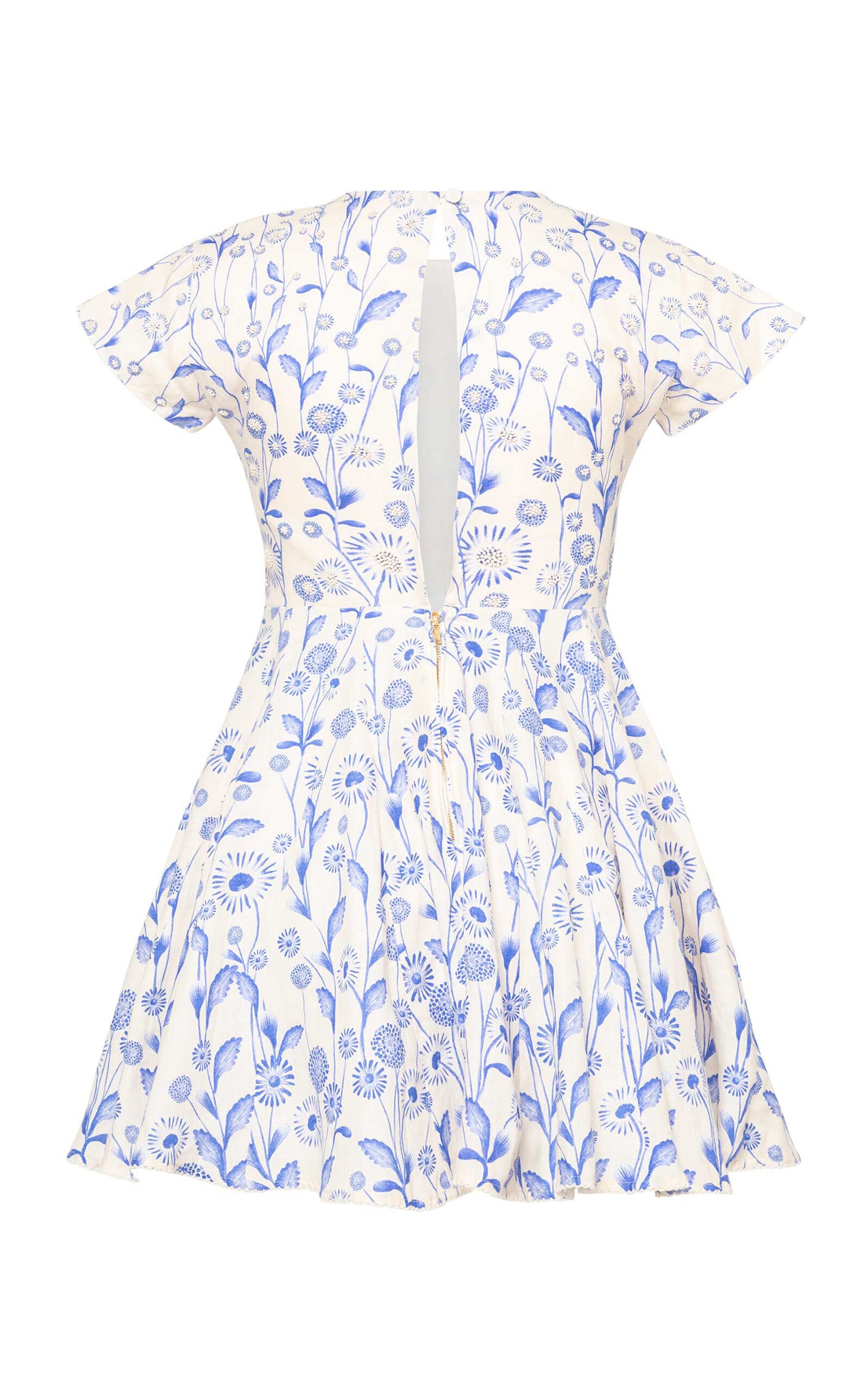 Pupe Petalo Embroidered Linen Mini Dress ivory - 3