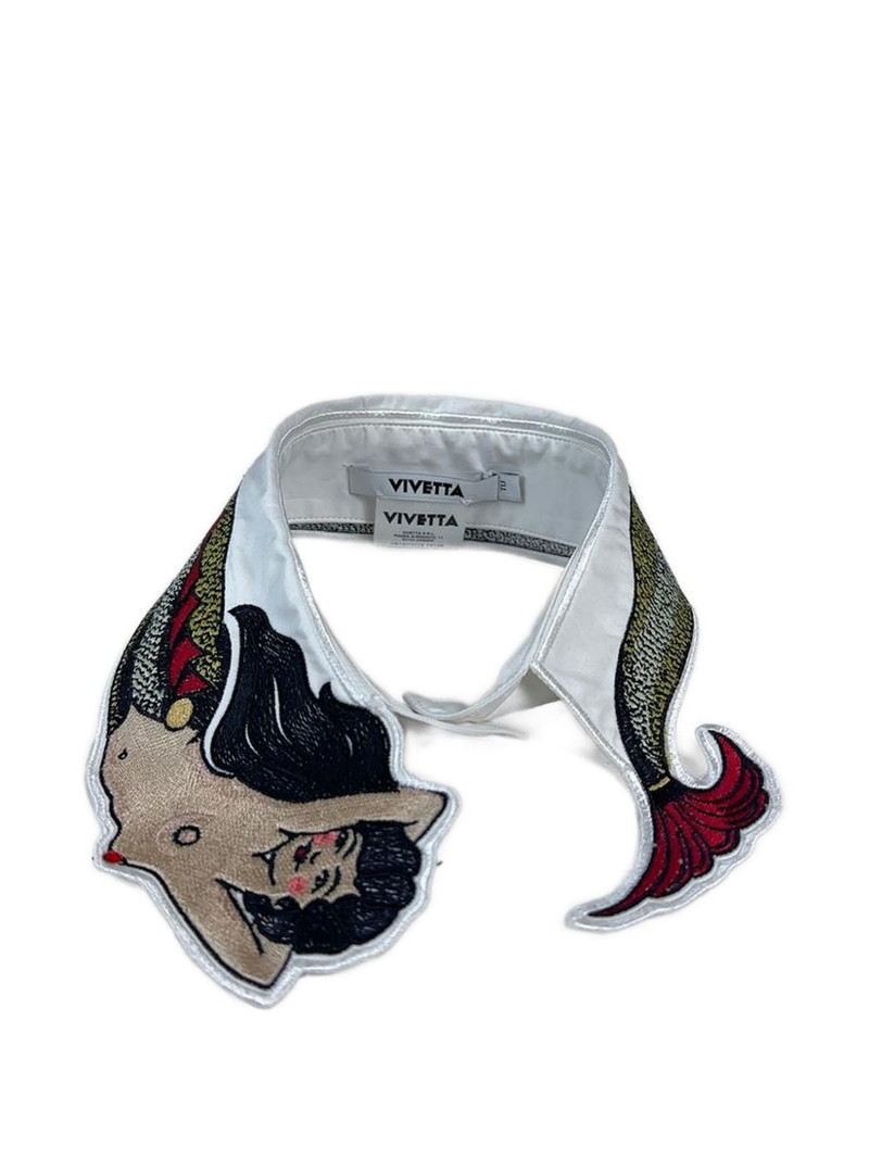 embroidered-mermaid motif collar 1