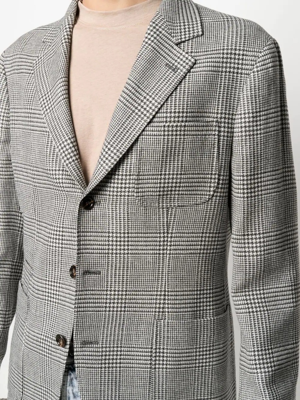 checked single-breasted blazer - 5