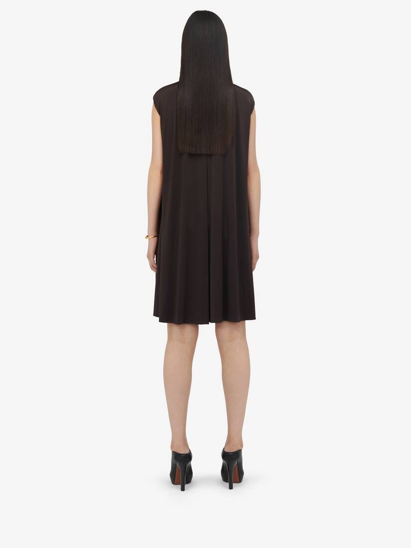Women's Gathered Cape Mini Dress in Ebony - 4