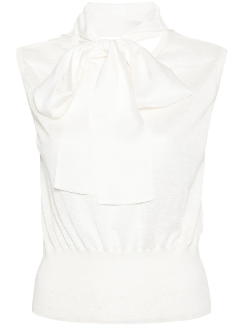 pussy-bow collar knitted top 1