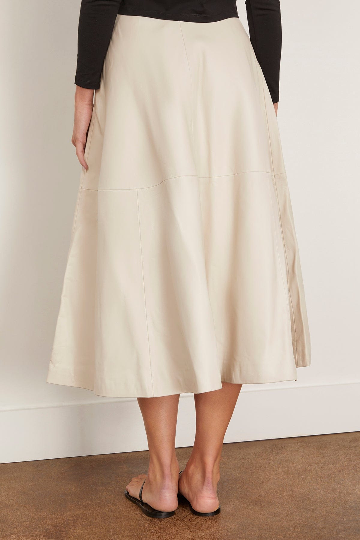 A-line Leather Skirt in Chalk - 4