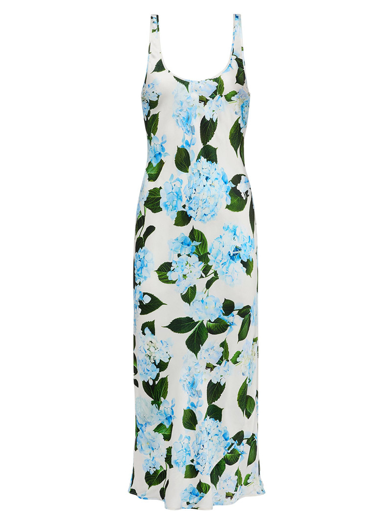 Women's Akiya Hydrangea-Print Bias-Cut Tank Dress - White Blue 1