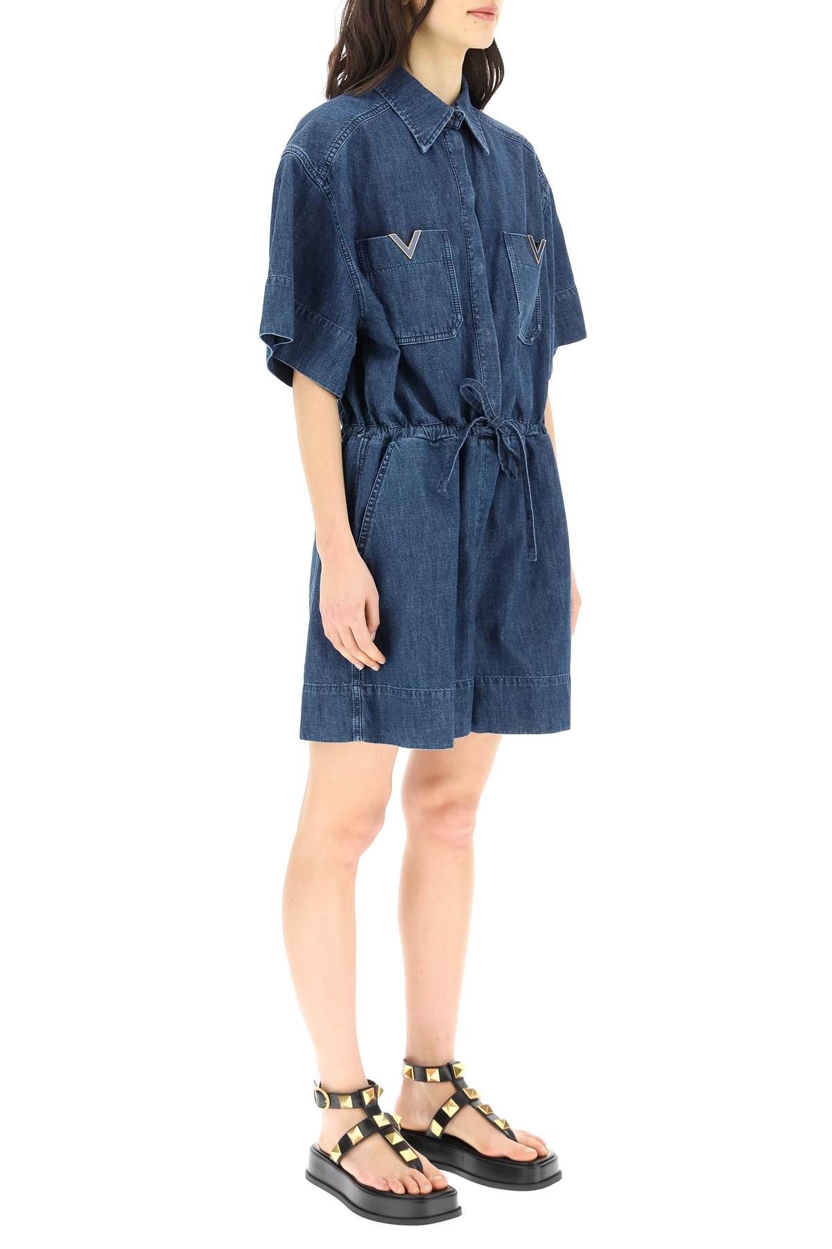 SHORT JUMPSUIT IN CHAMBRAY DENIM - 3