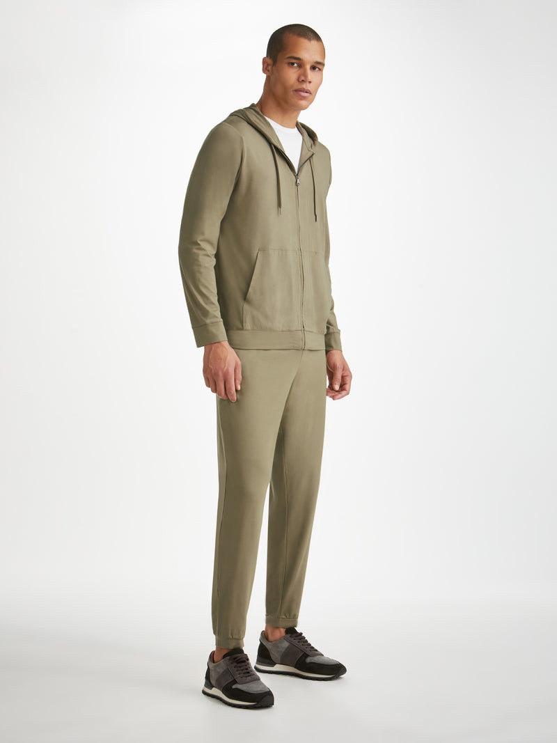 Derek Rose Men's Hoodie Basel Micro Modal Stretch Khaki outlook