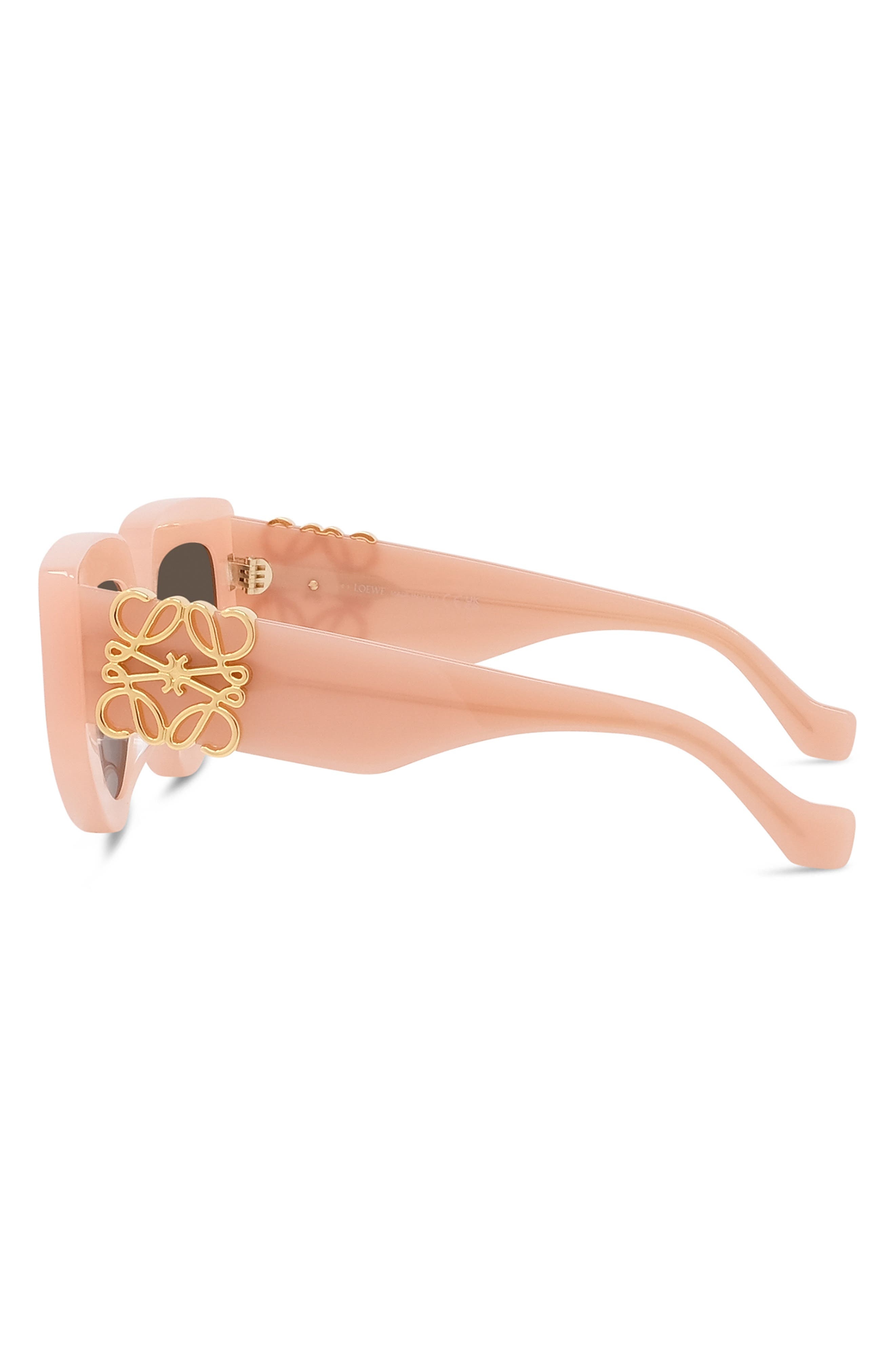 Loewe Anagram 51mm Geometric Sunglasses in Shiny Pink /Brown at Nordstrom - 6