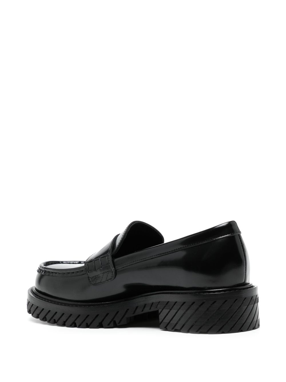 Diag-stripe leather loafers - 3
