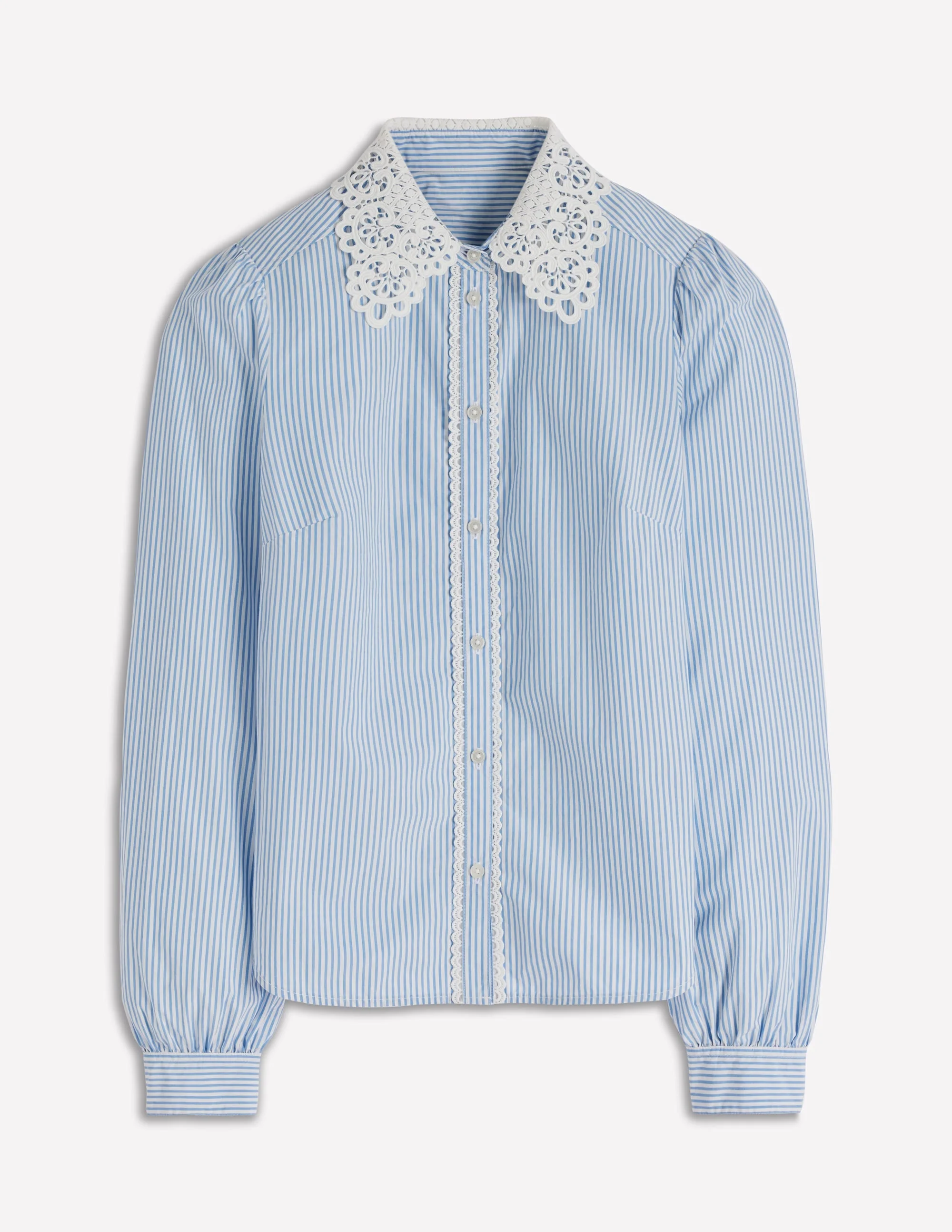 Cara Cotton Shirt-Blue and white stripe - 1