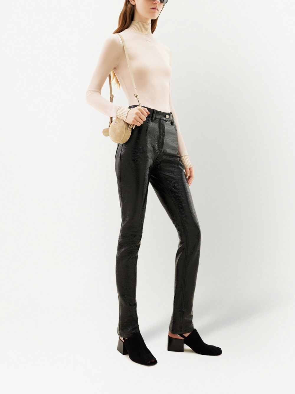 five-pocket vinyl straight trousers - 3