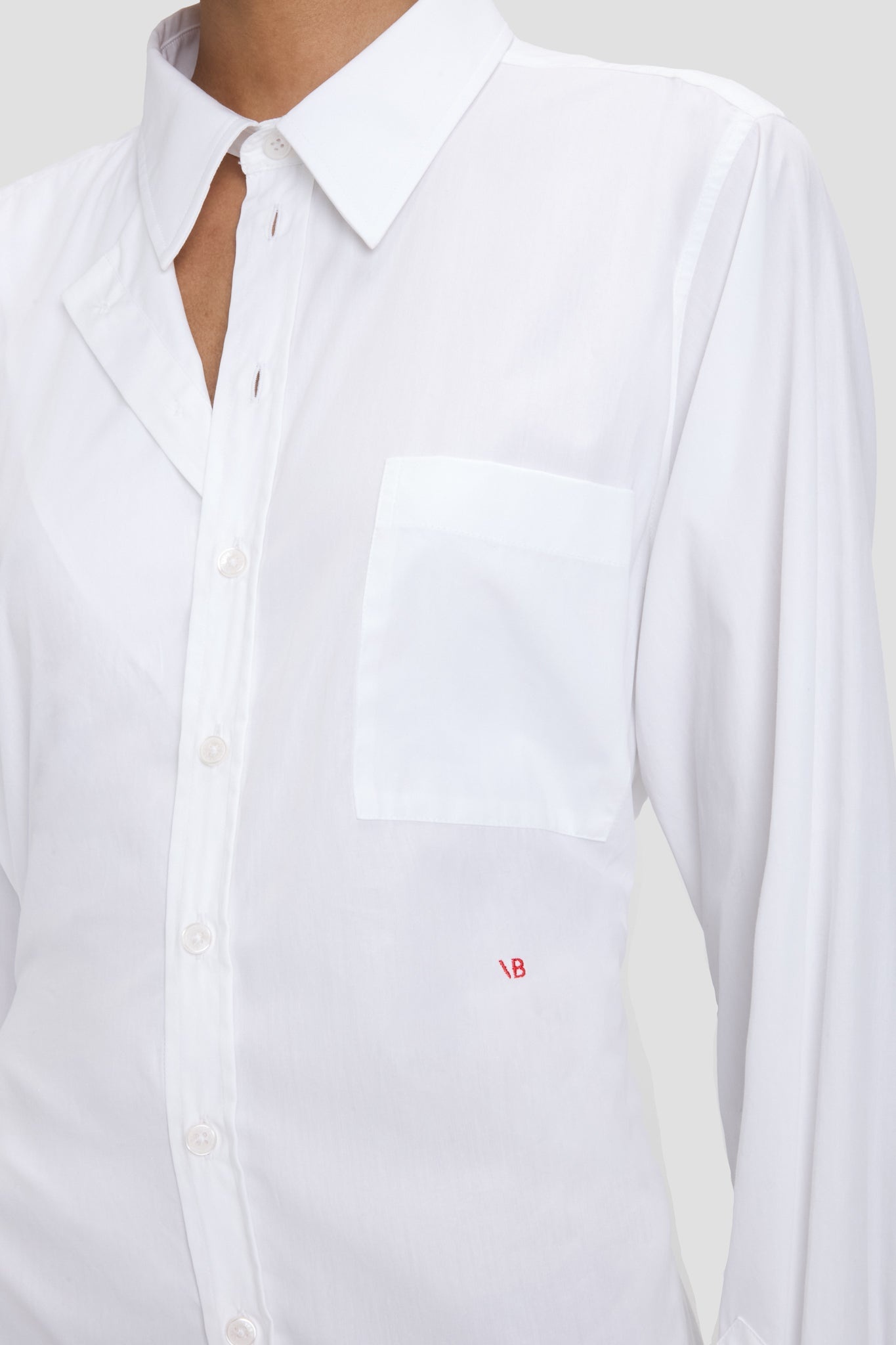 Panelled Shirt Dress In White - 3
