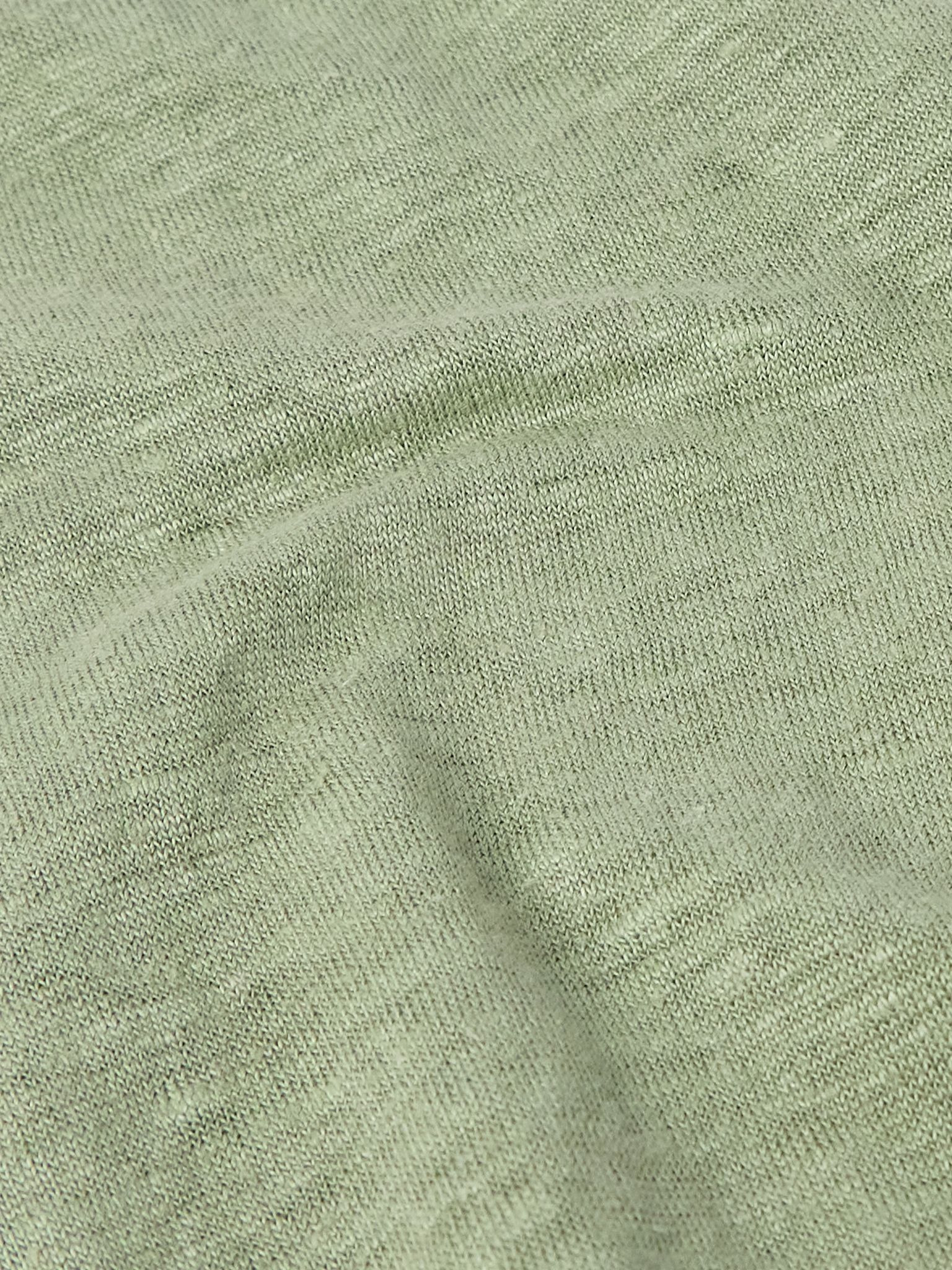 Slim-Fit Linen Polo Shirt Green - 5