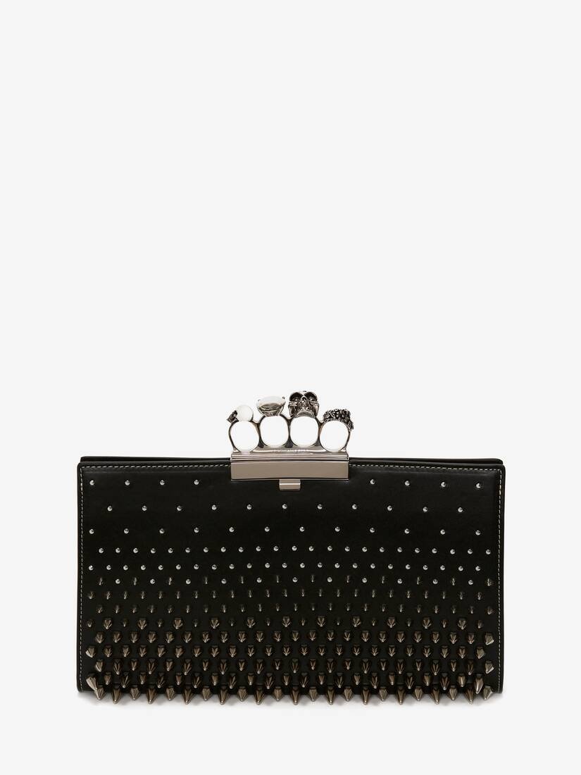 Women's Jewelled Flat Pouch in Black 1