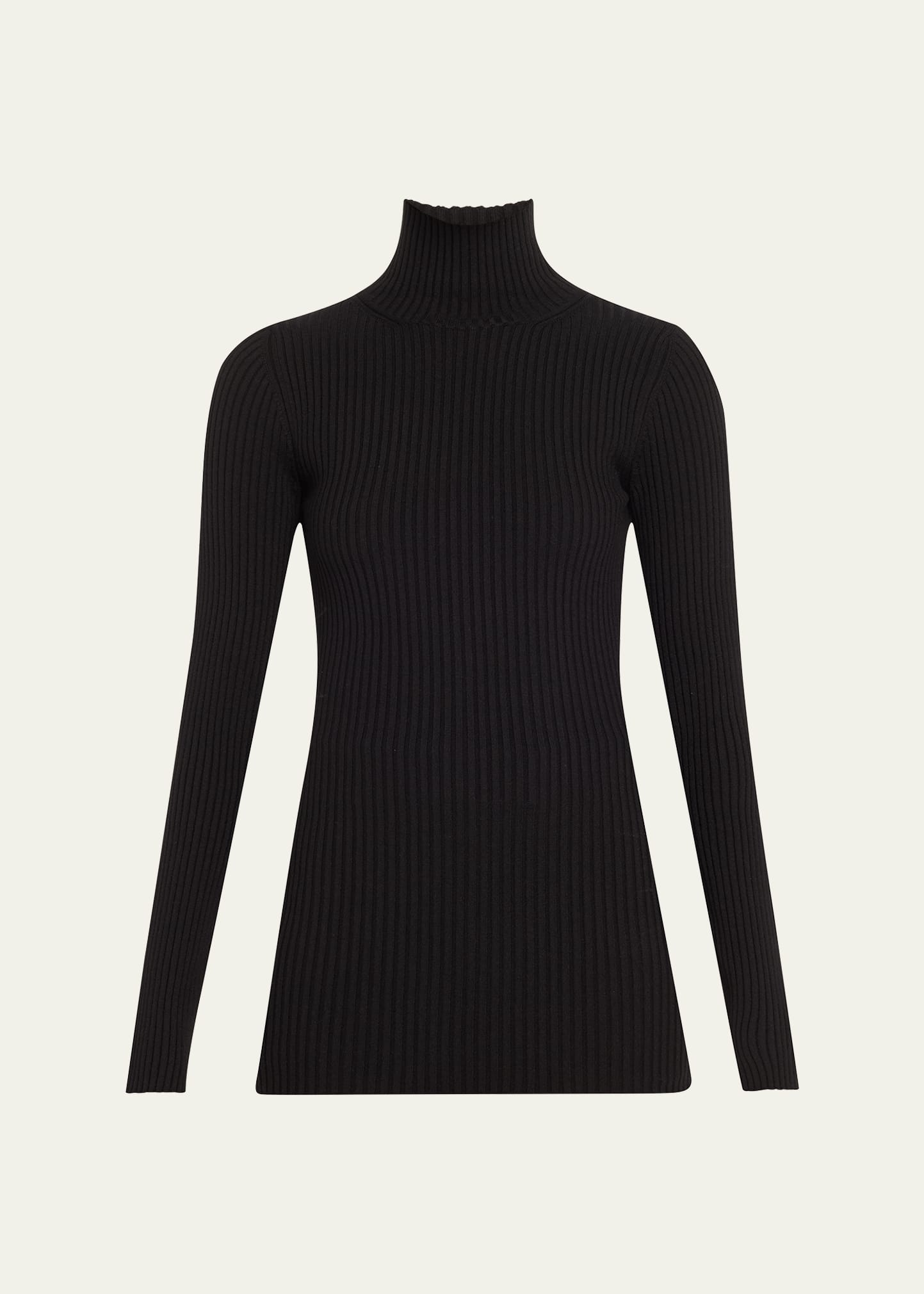 Ribbed Wool Turtleneck - 1