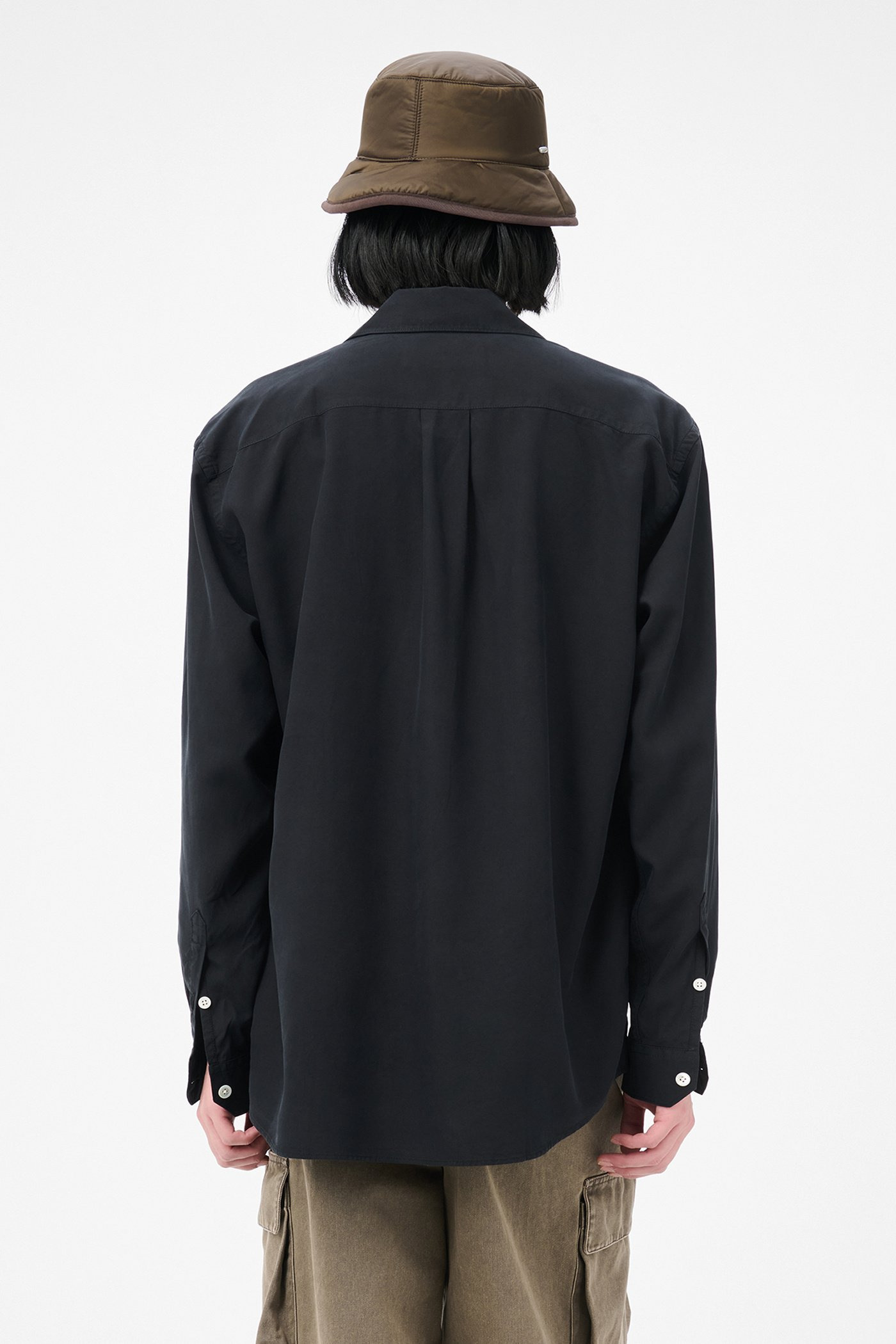Initial Shirt Black Fine Silk - 6