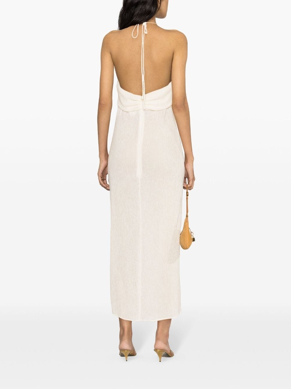 faux pearl-embellished midi dress - 3