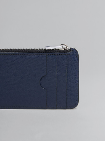 Marni GREY AND BLUE SAFFIANO LEATHER ZIP-AROUND CARD CASE outlook