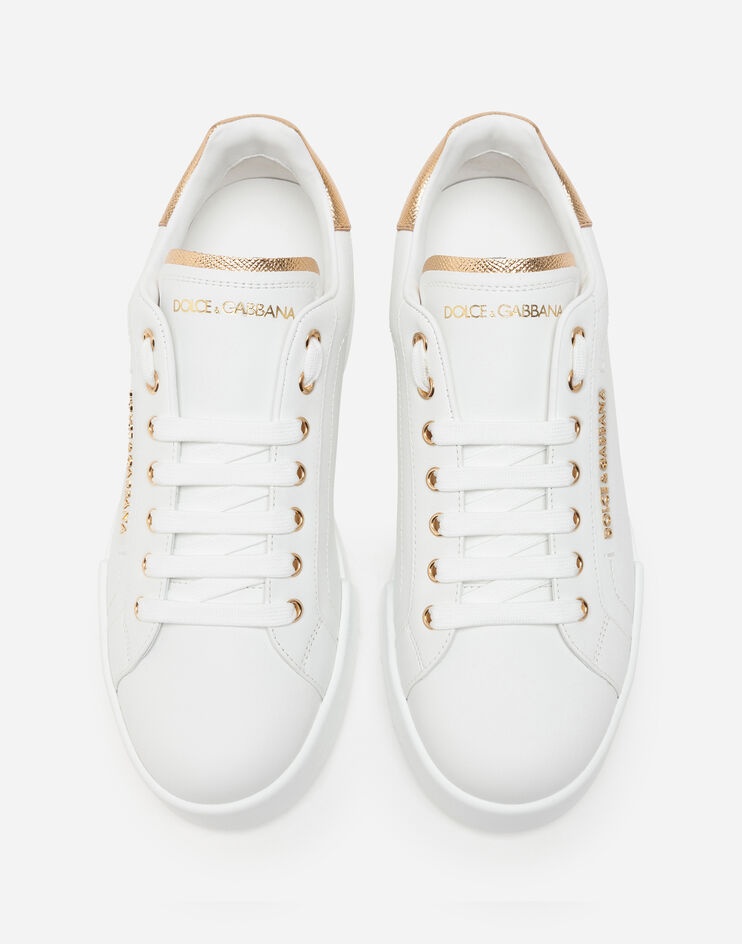 Calfskin nappa Portofino sneakers with lettering logo - 4