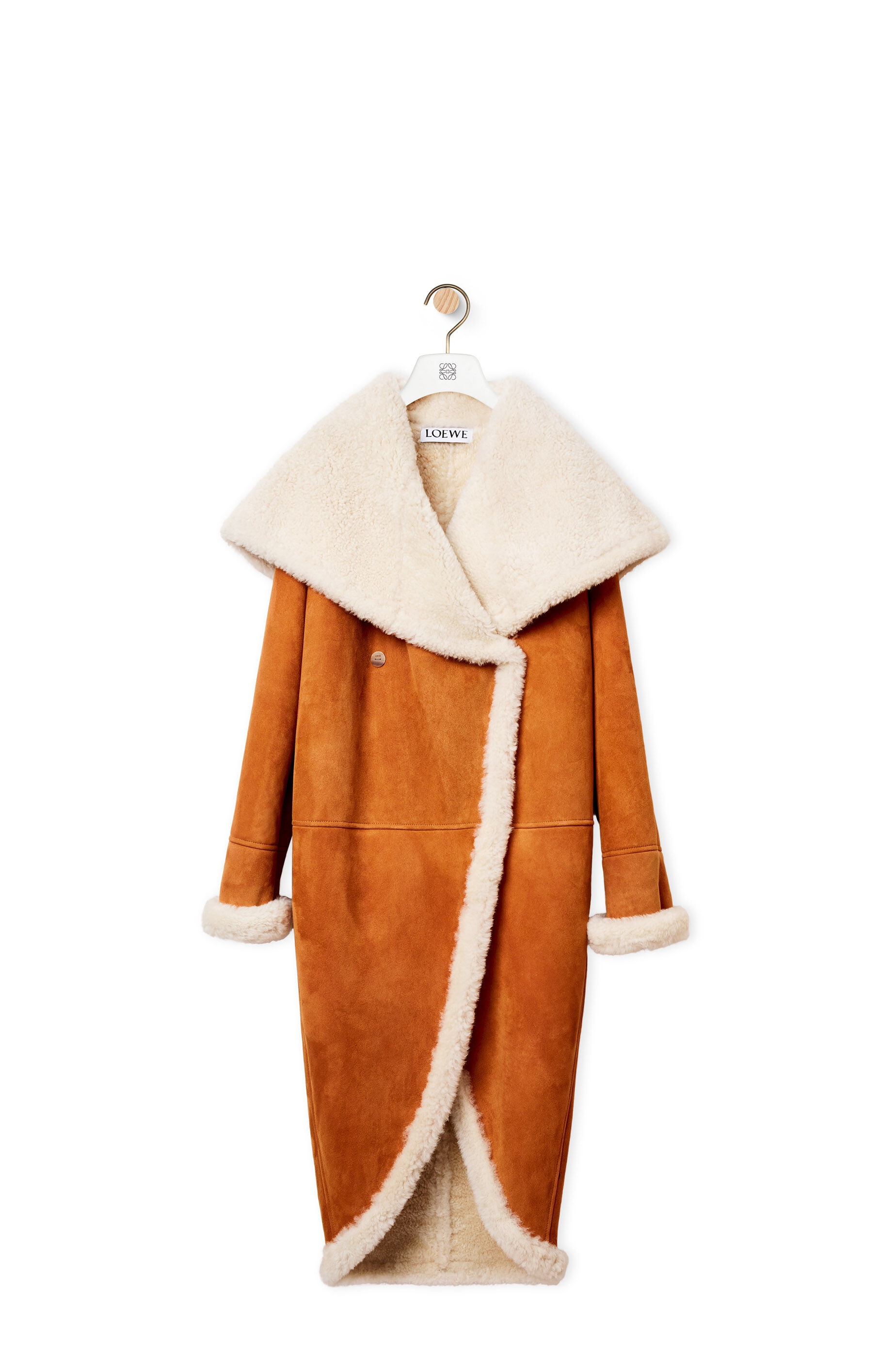 Shawl collar coat in shearling - 1