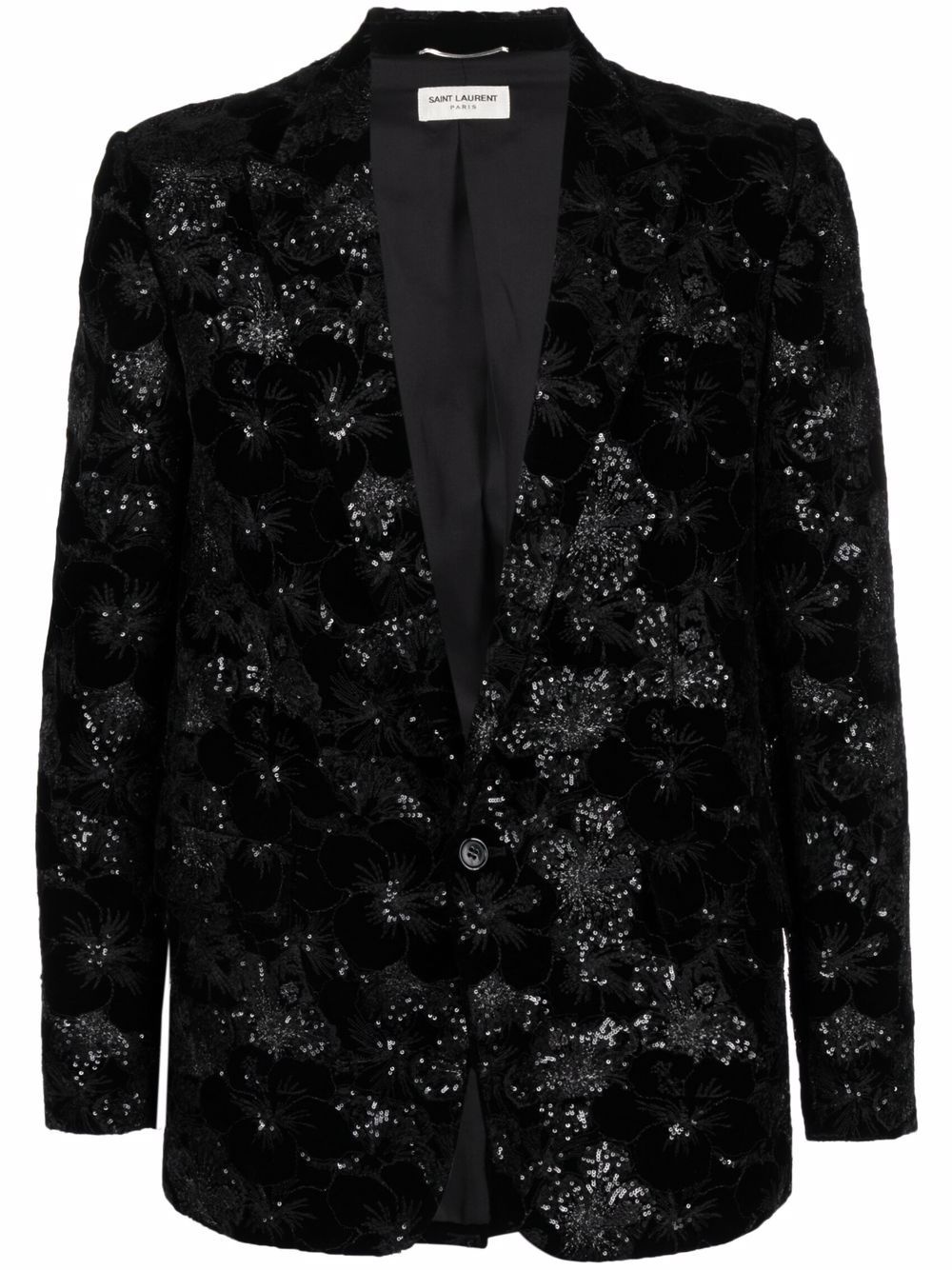 patterned-jacquard single-breasted blazer - 1