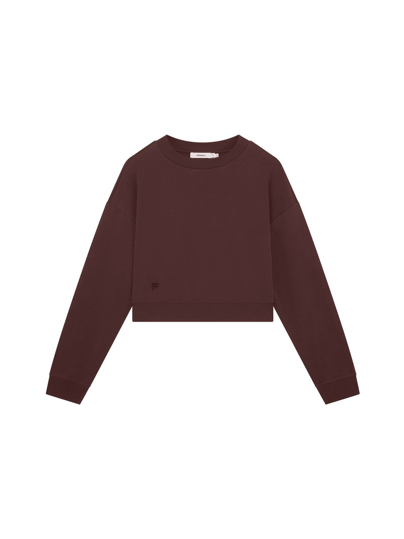 Womens Cropped Sweatshirt - Mahogany Brown 1