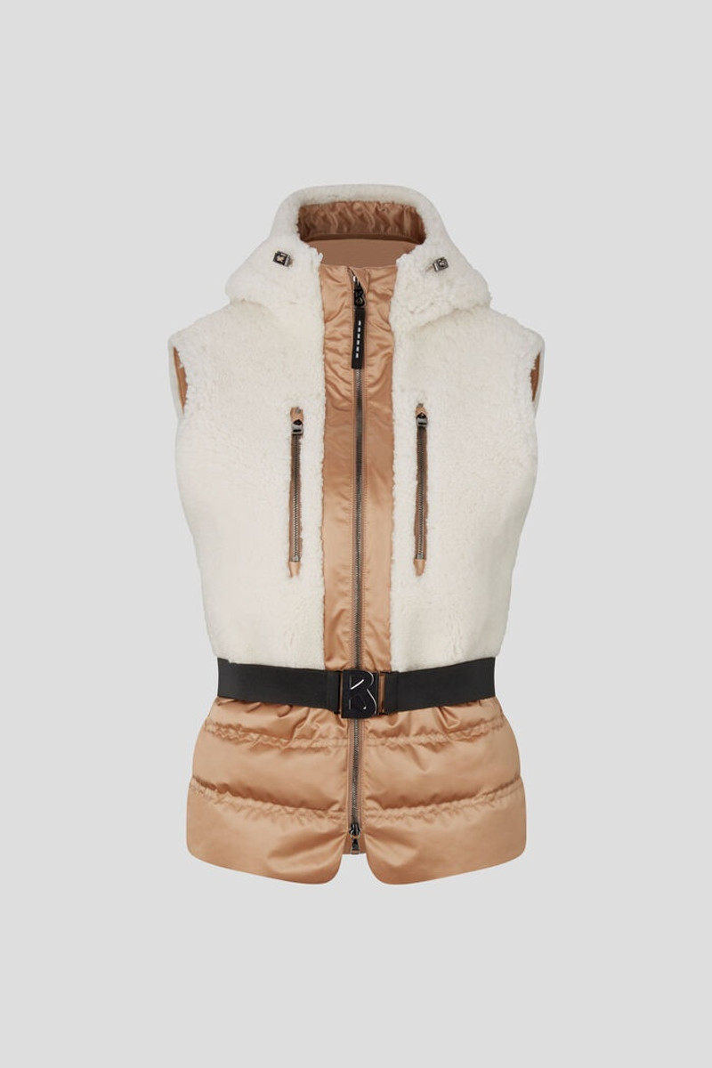 Katia Lambskin waistcoat in Off-white/Camel 1