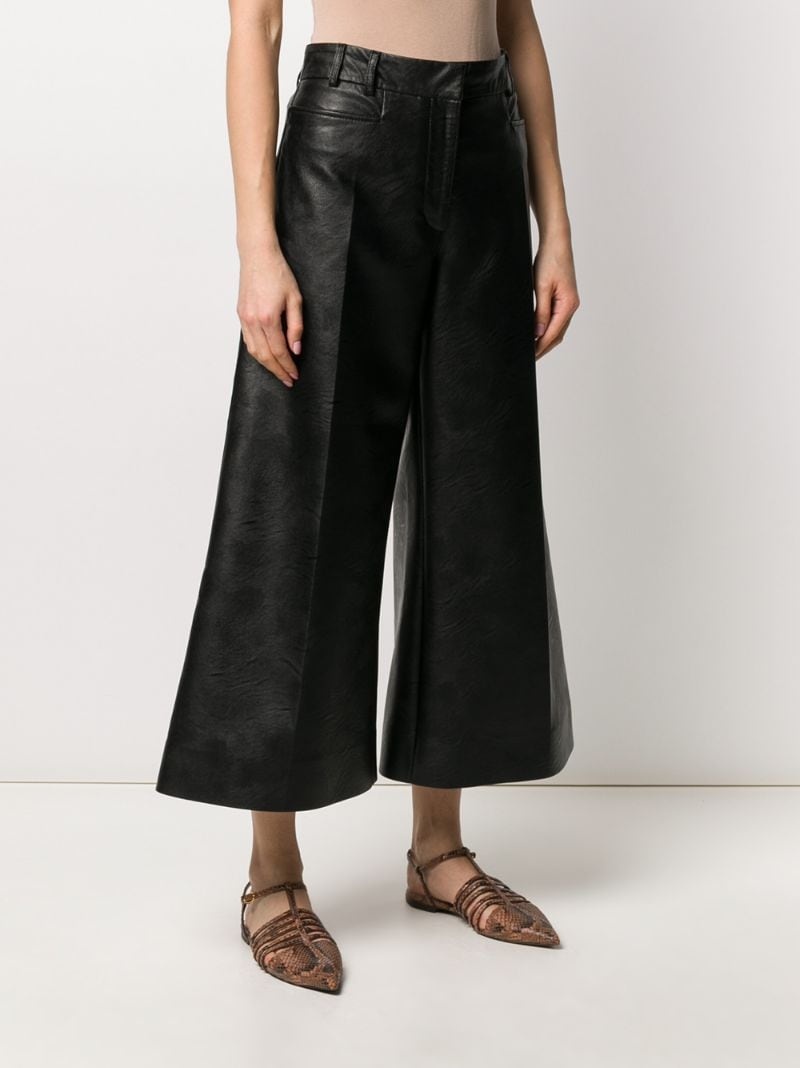 faux-leather wide-leg trousers - 3