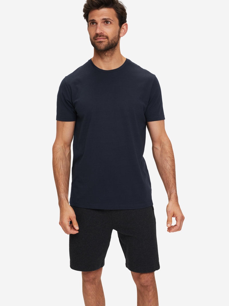 Men's T-Shirt Ramsay 2 Pique Cotton Tencel Navy - 4