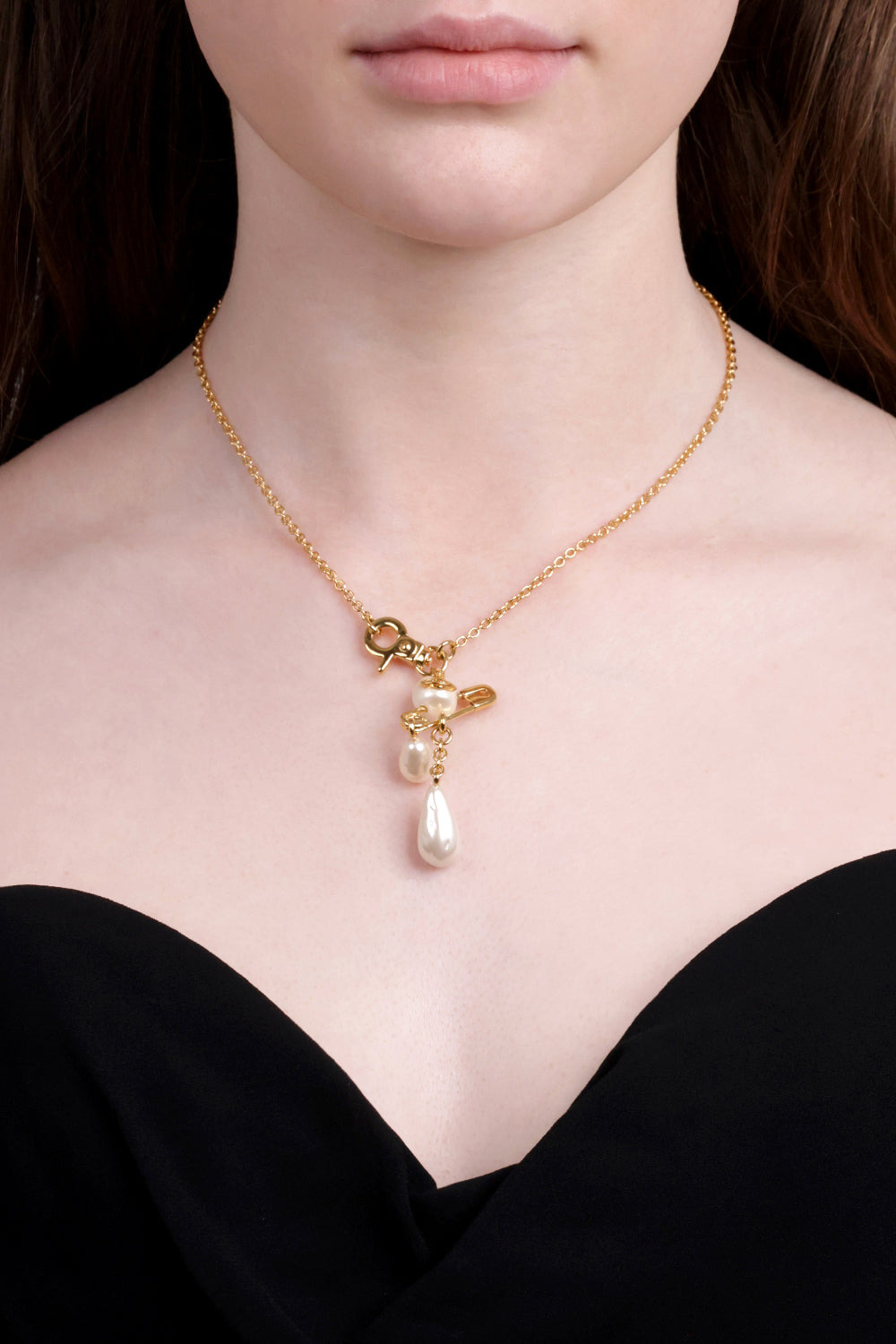 CLAUDE SAFETY PEARL SMALL NECKLACE | GOLD/WHITE - 3