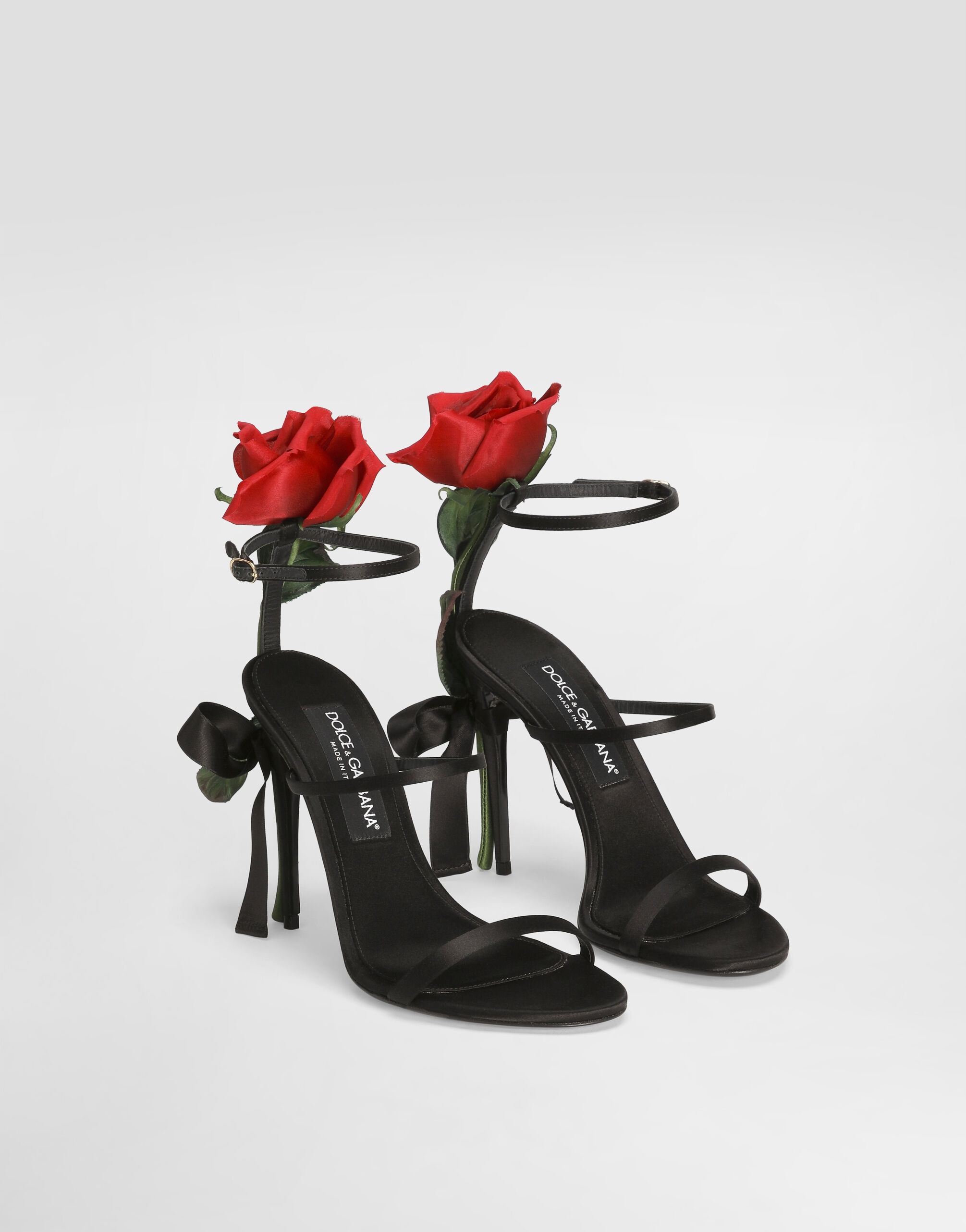 Satin sandals with rose embellishment - 2